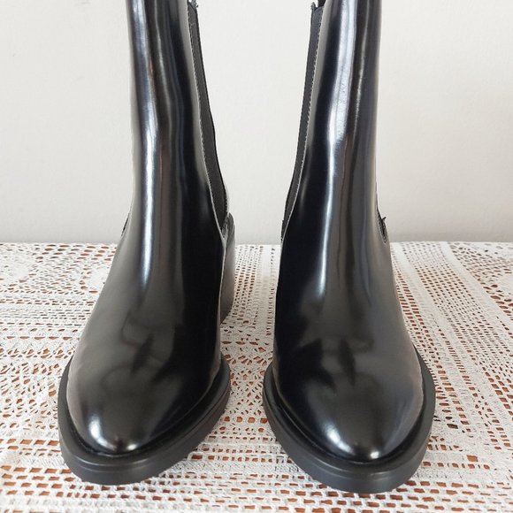 Wishbone Collection Boots 7.5M Patent Leather Black Chunky Platform Heel Pull-on - Picture 3 of 16